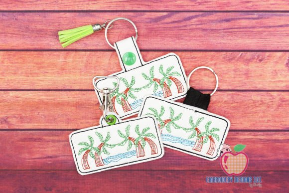 Beach Scene in the Hoop Keyfob