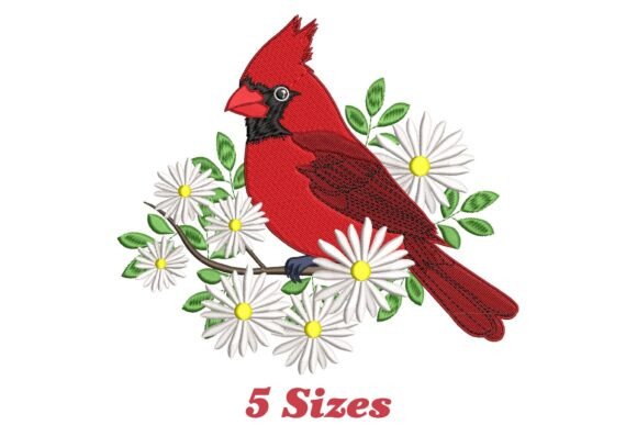 Cardinal Bird Christmas Embroidery Design