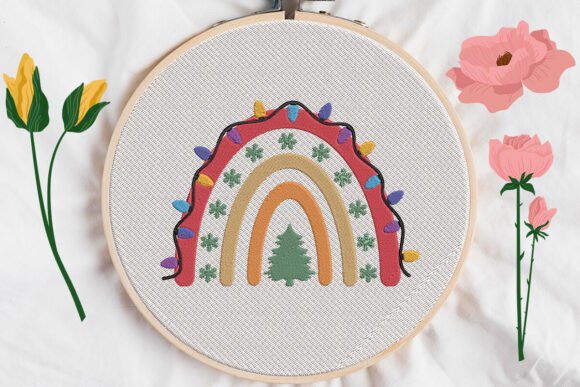 Christmas Rainbow with Lights and Snowflakes