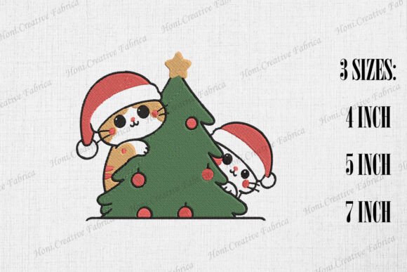 Cute Cats Peeking from Xmas Tree Embroidery Design Review