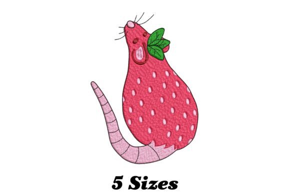 Funny Strawberry Rat: A Playful Embroidery Pick for Boutique Apparel