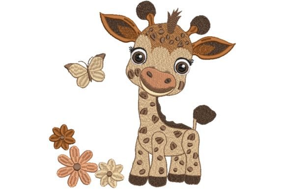 Giraffe Baby Boy with Flowers Embroidery Design Review