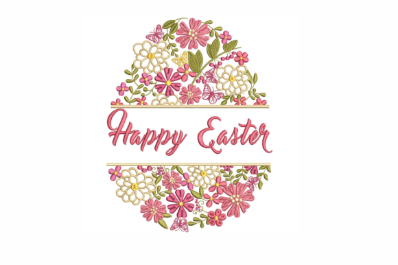 Happy Easter with Flower and Butterfly