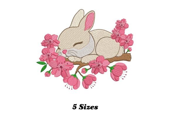 Rabbit with Orchid Flower: A Seasonal Embroidery Gem